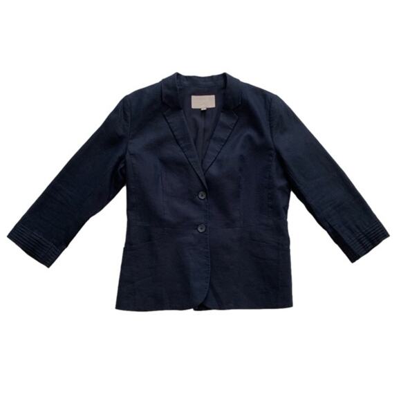Banana Republic Factory Blazer Jacket Navy Blue Linen Lightweight Career Size 10 - Picture 12 of 12